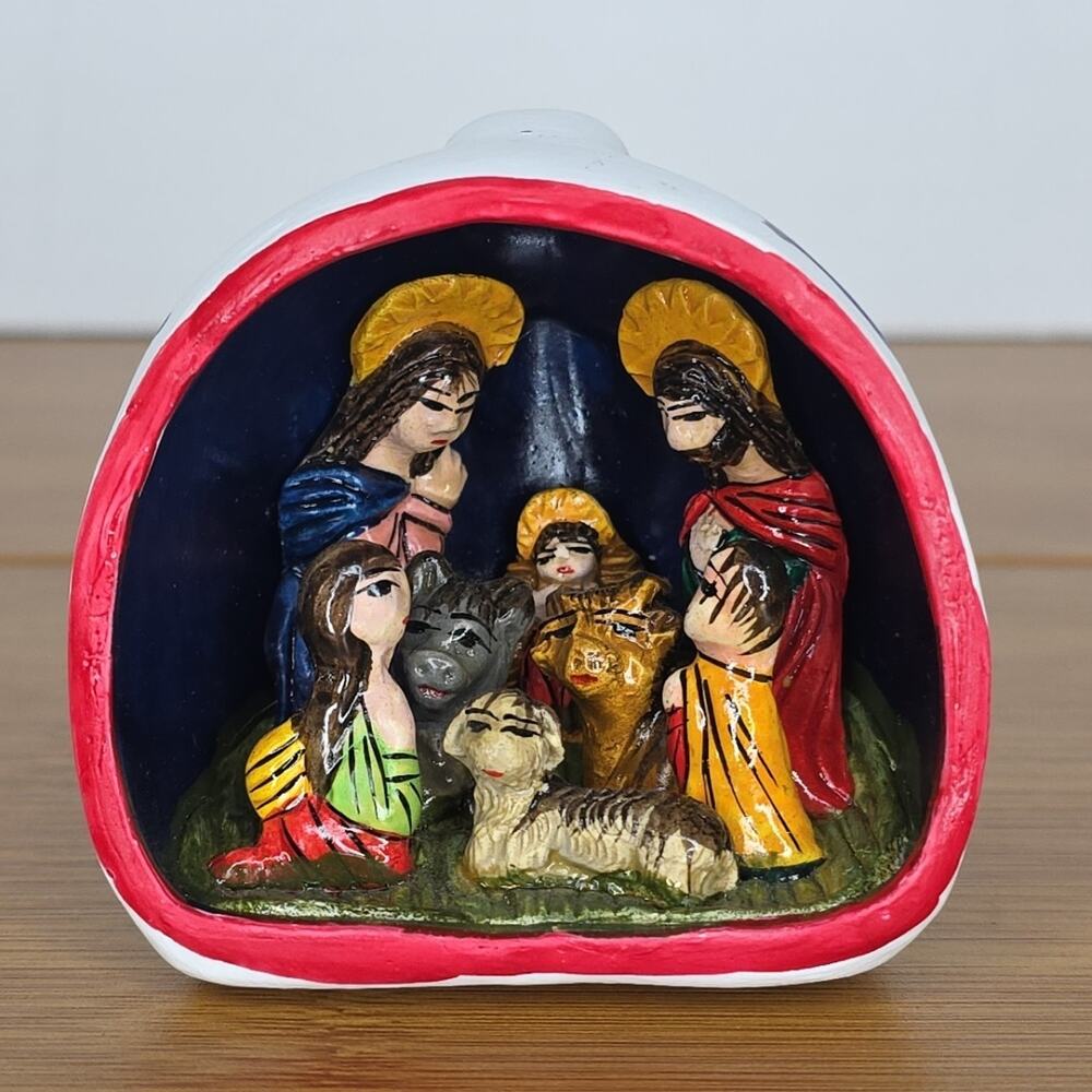 Vtg‎ Folk Art from Argentina Peru Mini Nativity Pottery South American Christmas